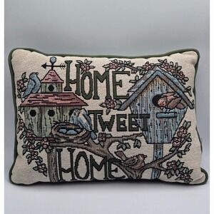 Vintage Home "Tweet" Sweet Home Birdhouse Accent Pillow Green 12x8.5 Cottagecore